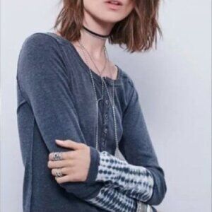 Free People We the Free Tie Dye Washed Cuff Henley
